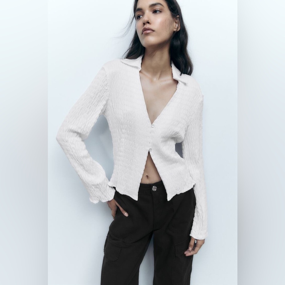 Zara White satin shirt